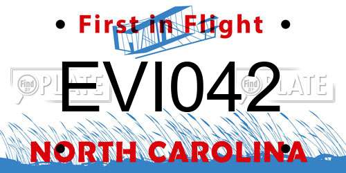 EVI042 North Carolina License Plate