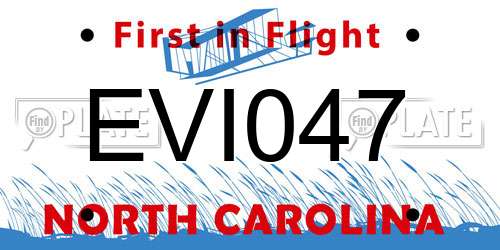 EVI047 North Carolina License Plate