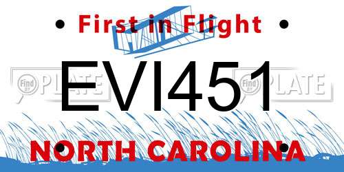 EVI451 North Carolina License Plate