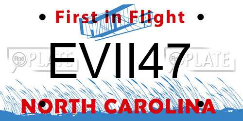 EVII47 North Carolina License Plate