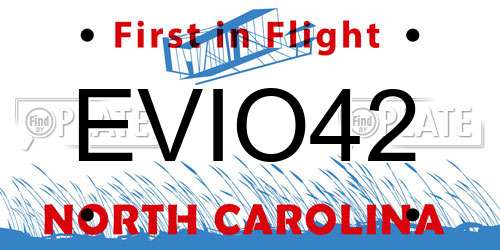 EVIO42 North Carolina License Plate