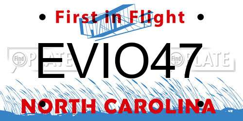 EVIO47 North Carolina License Plate