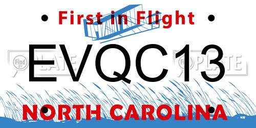 EVQC13 North Carolina License Plate