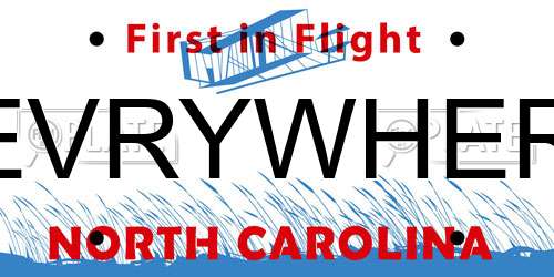 EVRYWHER North Carolina License Plate