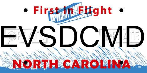 EVSDCMD North Carolina License Plate