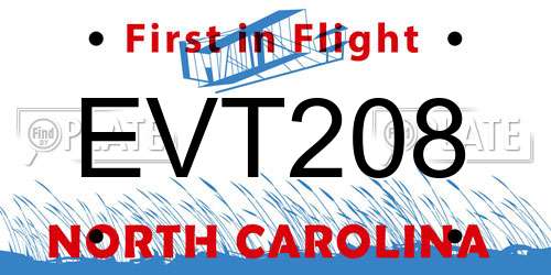 EVT208 North Carolina License Plate