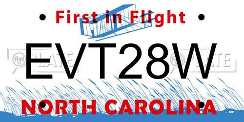 EVT28W North Carolina License Plate