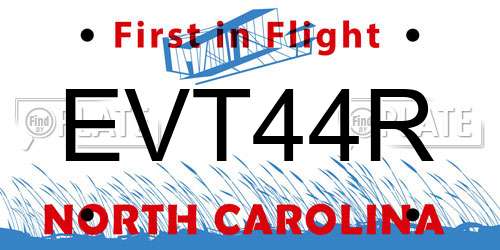 EVT44R North Carolina License Plate