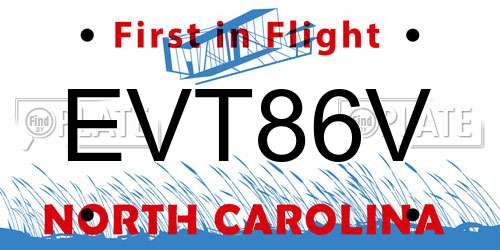 EVT86V North Carolina License Plate