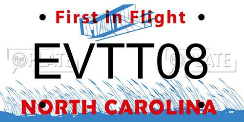 EVTT08 North Carolina License Plate