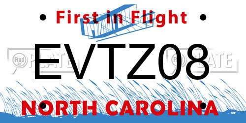 EVTZ08 North Carolina License Plate