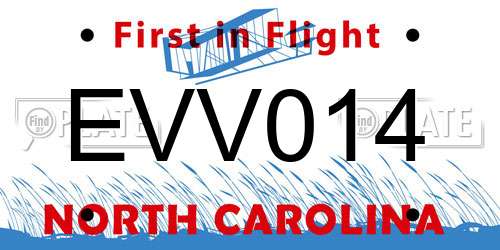 EVV014 North Carolina License Plate
