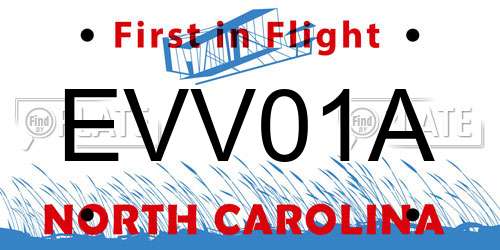 EVV01A North Carolina License Plate