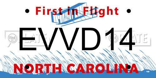 EVVD14 North Carolina License Plate