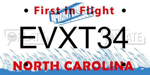 EVXT34 North Carolina License Plate