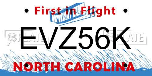 EVZ56K North Carolina License Plate