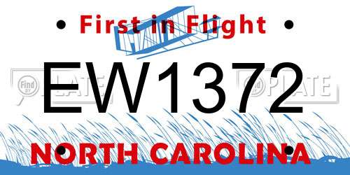 EW1372 North Carolina License Plate