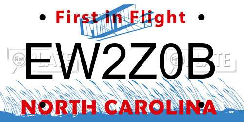 EW2Z0B North Carolina License Plate