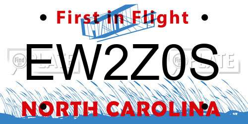 EW2Z0S North Carolina License Plate