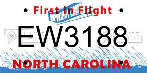 EW3188 North Carolina License Plate