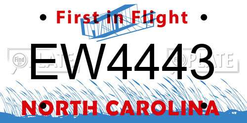 EW4443 North Carolina License Plate