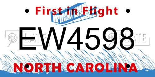 EW4598 North Carolina License Plate