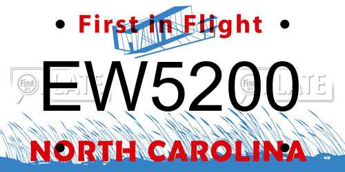 EW5200 North Carolina License Plate
