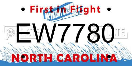 EW7780 North Carolina License Plate