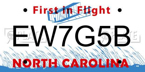 EW7G5B North Carolina License Plate