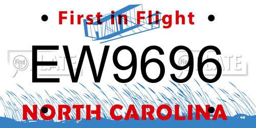 EW9696 North Carolina License Plate