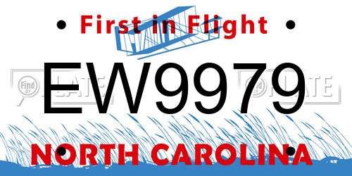 EW9979 North Carolina License Plate