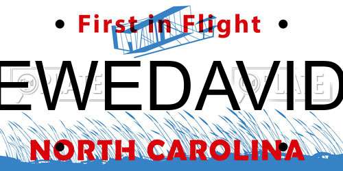 EWEDAVID North Carolina License Plate