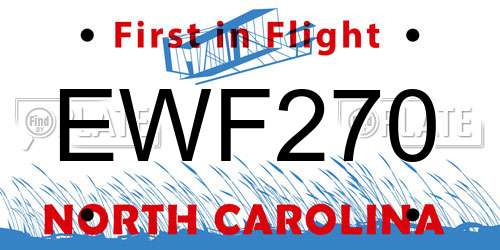 EWF270 North Carolina License Plate