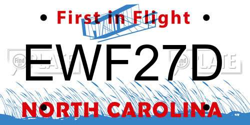 EWF27D North Carolina License Plate