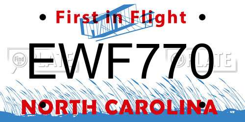 EWF770 North Carolina License Plate