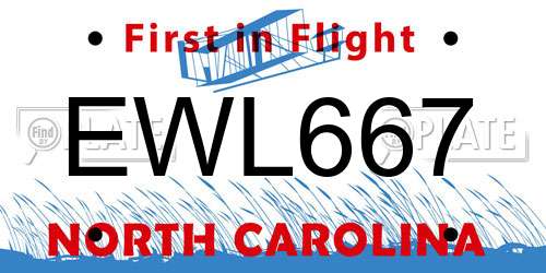 EWL667 North Carolina License Plate
