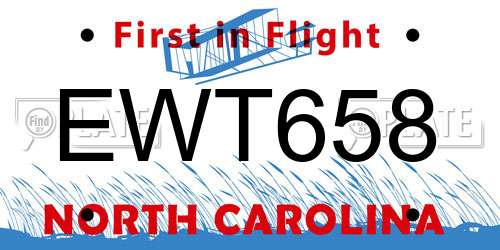EWT658 North Carolina License Plate
