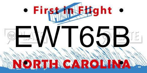 EWT65B North Carolina License Plate