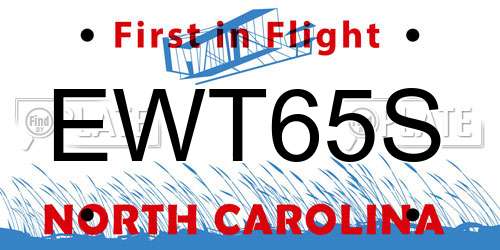 EWT65S North Carolina License Plate