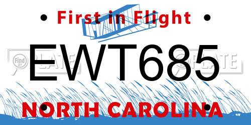 EWT685 North Carolina License Plate
