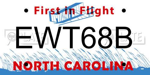 EWT68B North Carolina License Plate
