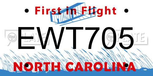 EWT705 North Carolina License Plate
