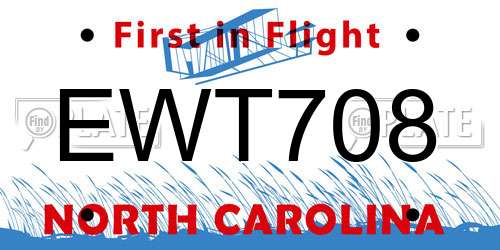 EWT708 North Carolina License Plate