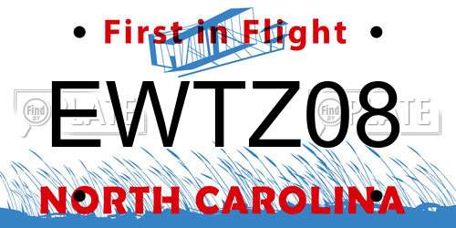 EWTZ08 North Carolina License Plate