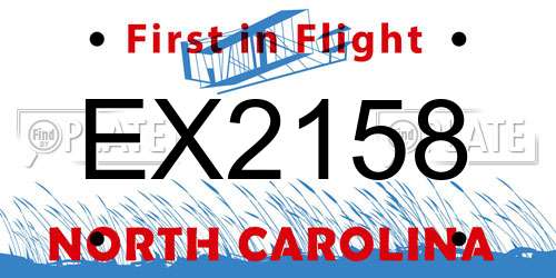 EX2158 North Carolina License Plate