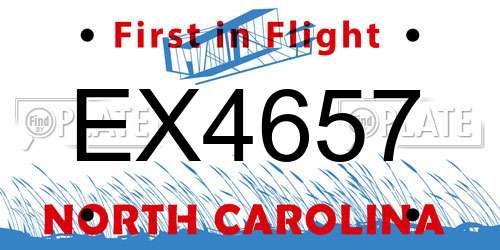 EX4657 North Carolina License Plate