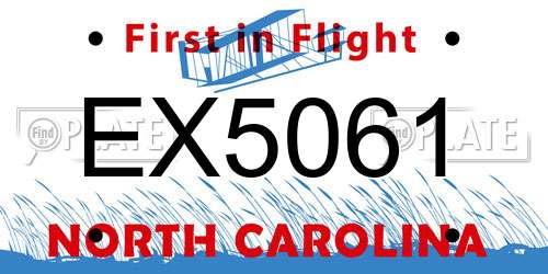 EX5061 North Carolina License Plate