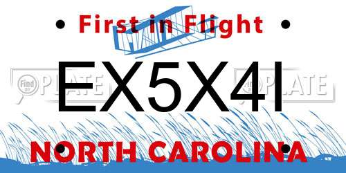 EX5X4I North Carolina License Plate
