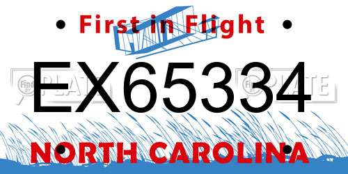 EX65334 North Carolina License Plate