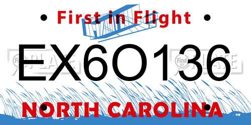 EX6O136 North Carolina License Plate